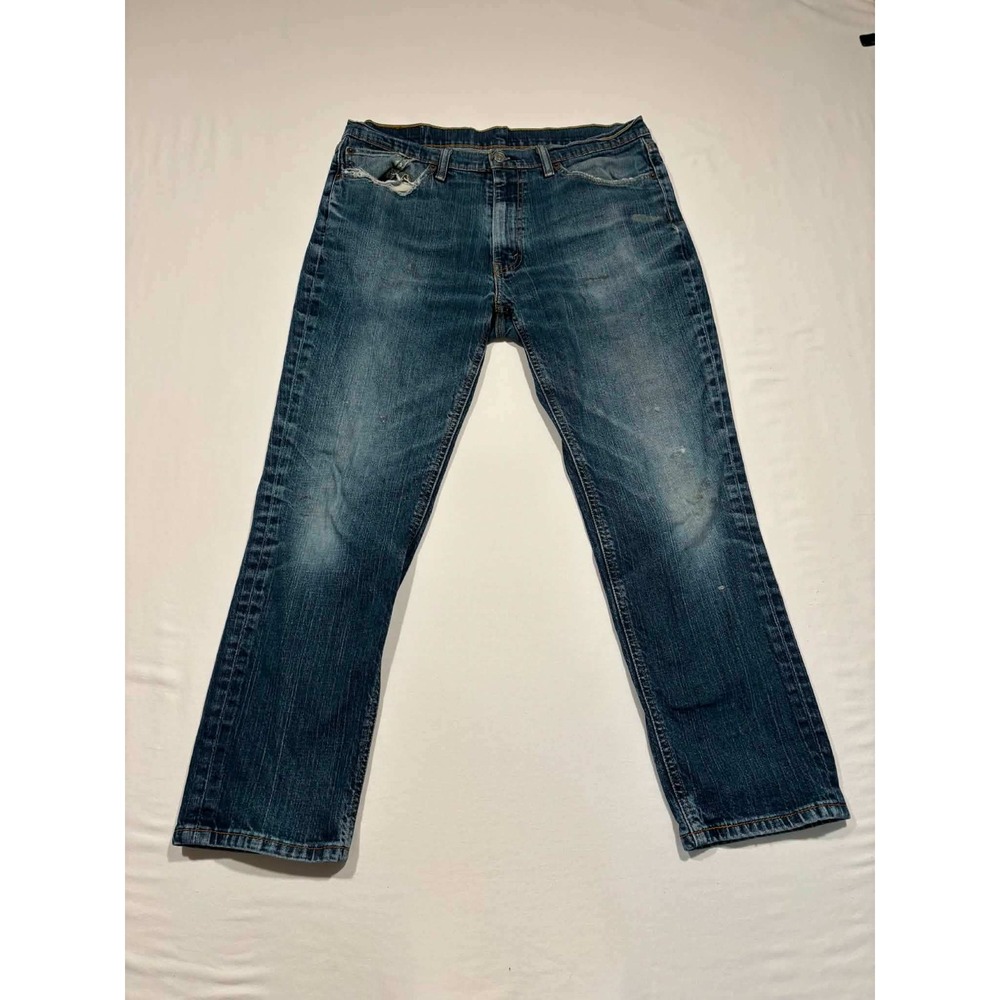 Levis 541 Athletic Taper Mens Blue Denim Jeans 36x30 Medium Wash Distressed